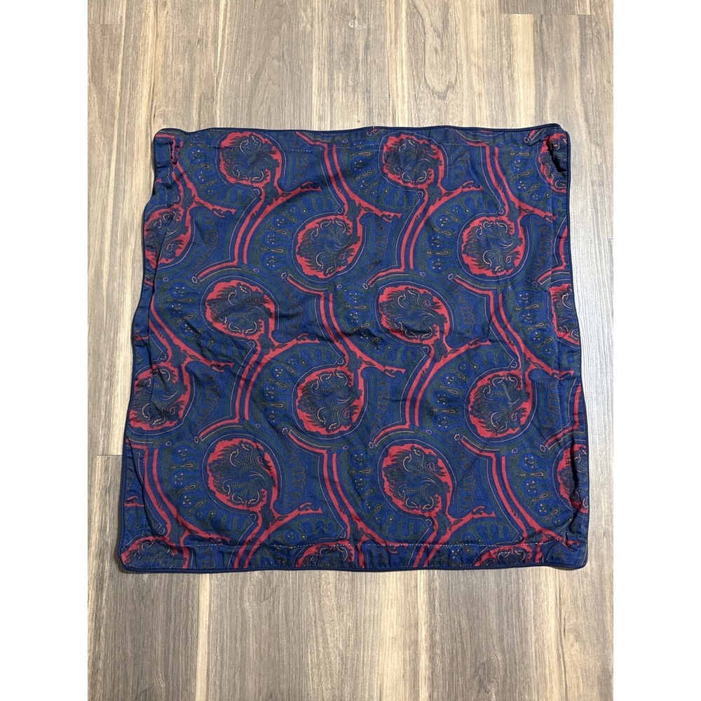 Ralph Lauren Millbrook Euro Sham Square Navy Red Paisley Cotton 27x27 Equestrian
